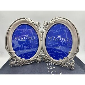 Seagull Pewter Double Picture Frame Flower Floral  Vintage Romantic 1990 NIB